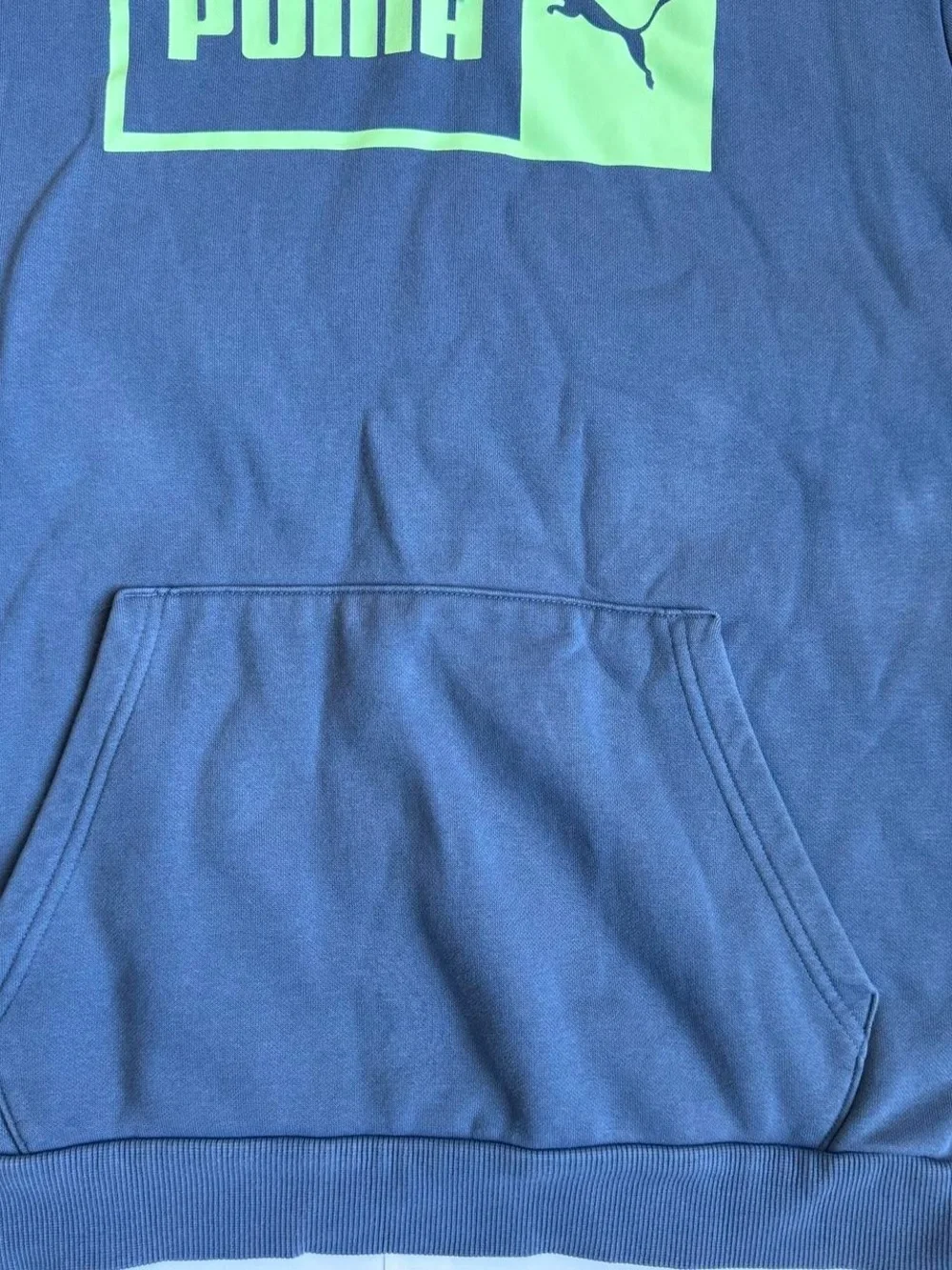 Mens Classic Athletic Puma Blue  Pullover Hoodie Sweater Size Large